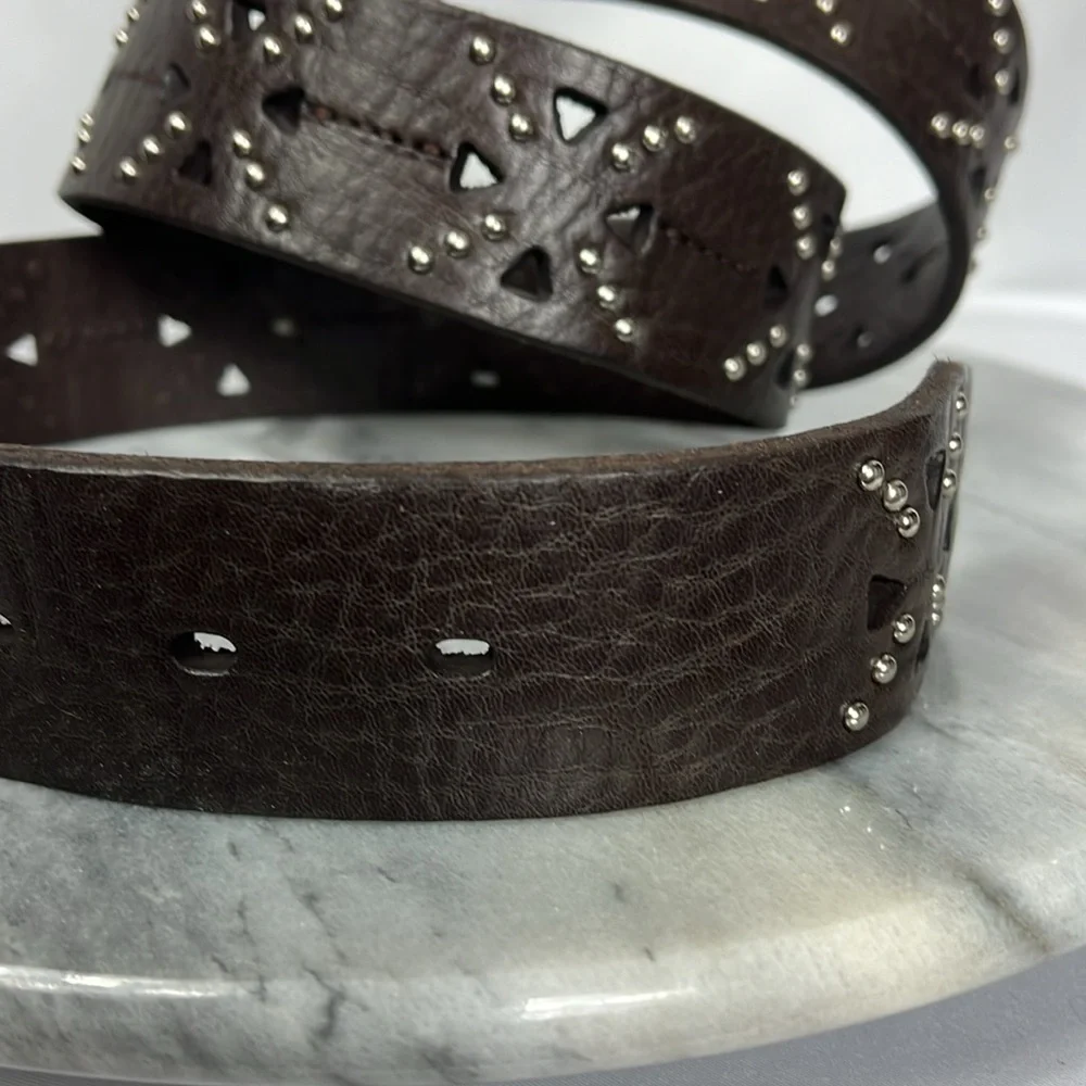 Honest by Brighton studded cut out leather western belt Sz 40 Brown